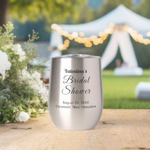 Black Typography Bridal Shower Wine Tumbler