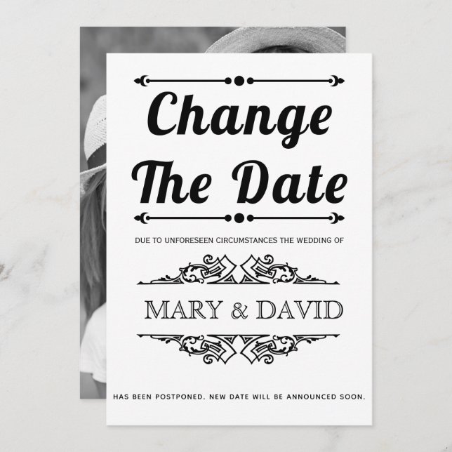 Black typography Change the Date announcement (Front/Back)