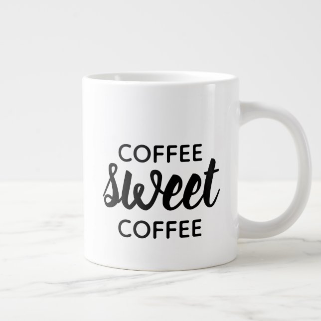 Black Typography Coffee Sweet Coffee Drinker Large Coffee Mug (Right)
