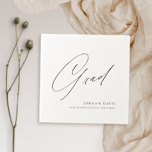Black Typography Congrats Modern Graduate Napkin