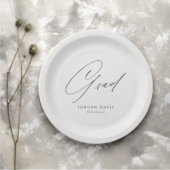 Black Typography Congrats Modern Graduate  Paper Plate (Black Typography Congrats Modern Graduate Paper Plates)