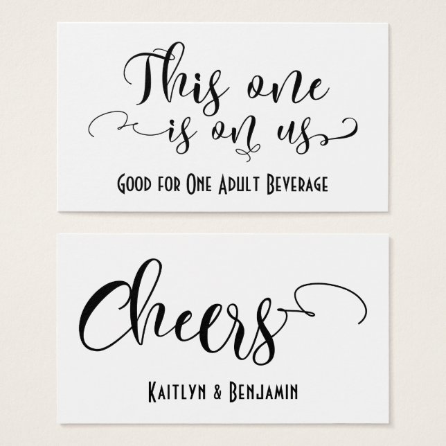 Black Typography Drink Tickets w/ Editable Colour (Front & Back)