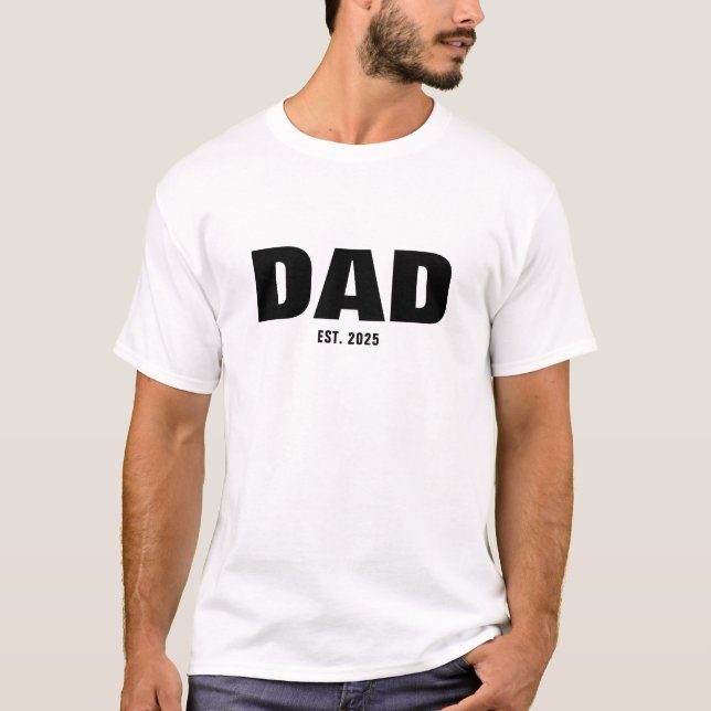 Black Typography Established Dad T-Shirt (Front)