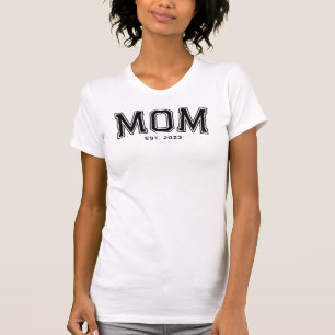 Black Typography Established Mom T-Shirt