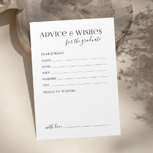 Black Typography Modern Graduate advice & wishes Card