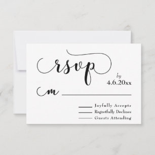 Black Typography on White Elegant, Simple RSVP Card