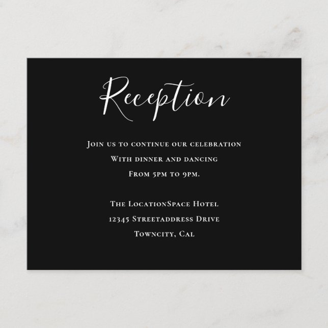 Black Typography Reception Information Enclosure Card (Front)