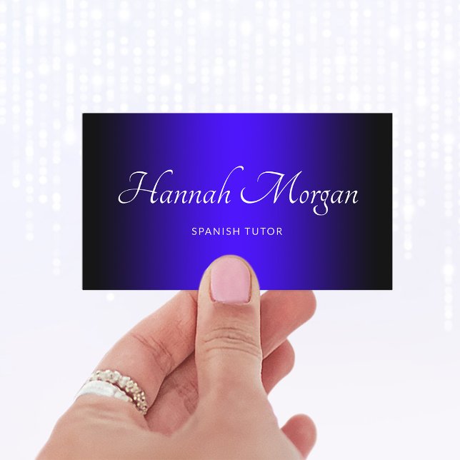 Black Ultramarine Blue Elegant Ombre Business Card (Create your own gradient business cards.)