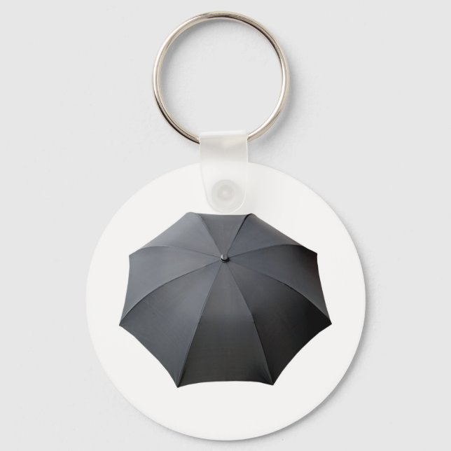 Black Umbrella Isolated Over White Background Key Ring (Front)