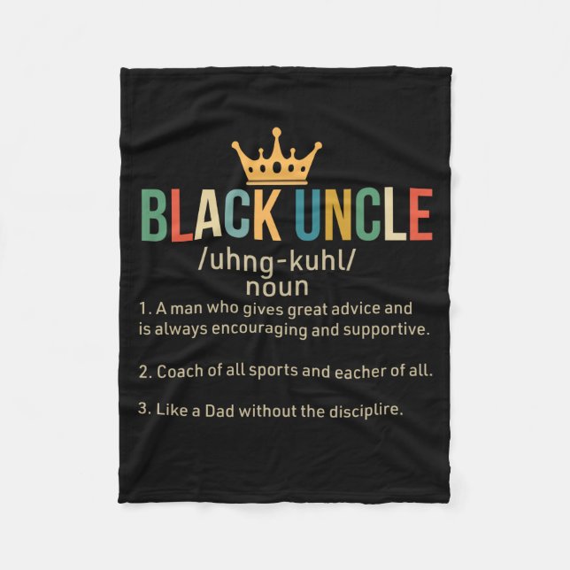 Black Uncle Definition Proud Uncle Fleece Blanket (Front)