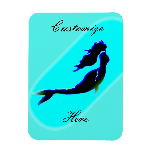 black underwater mermaid magnet (Vertical)
