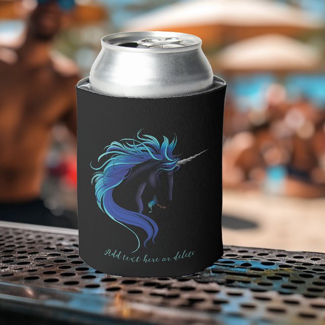 Black Unicorn Blue Silver Can Cooler (Creator Uploaded)