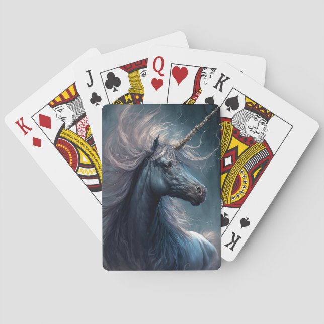 Black Unicorn Fantasy Art Playing Cards (Back)