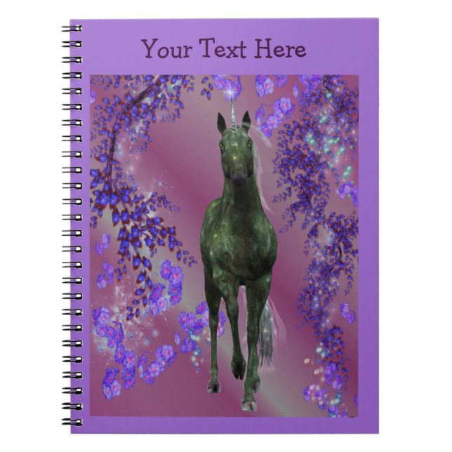 Black Unicorn Fantasy Horse Notebook (Front)