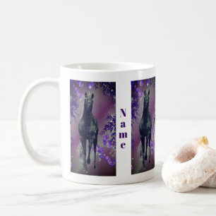 Black Unicorn Flowers Fantasy Personalised Coffee Mug