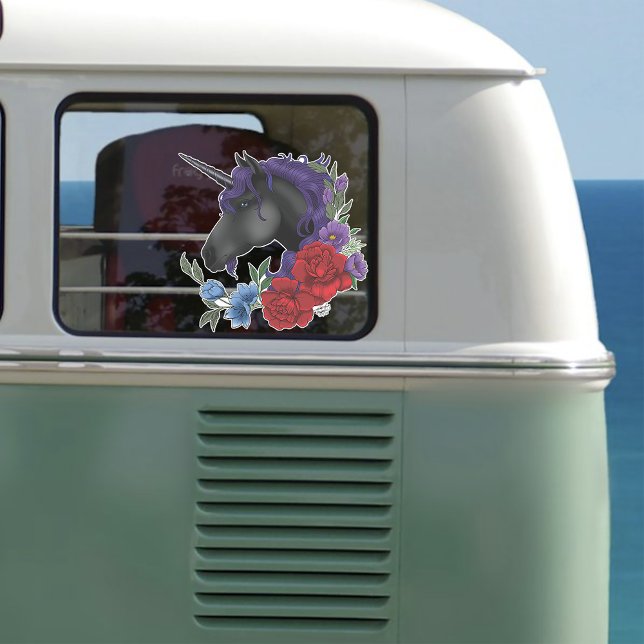 Black Unicorn Flowers Purple (Creator Uploaded)