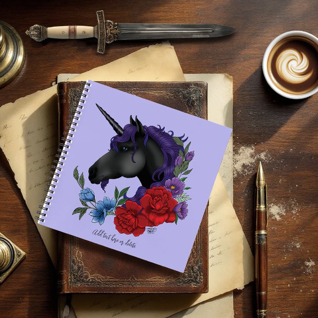 Black Unicorn Flowers Purple Notebook (Creator Uploaded)