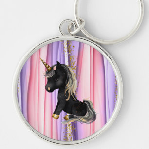 Black Unicorn Pink Ears Key Ring
