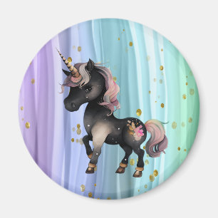Black Unicorn Purple Pink Tail Magnet