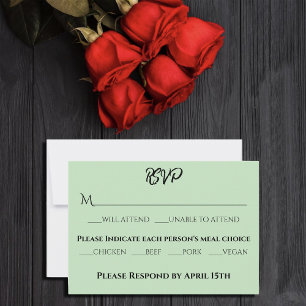 Black Unicorn Purple Red Sage Flowers RSVP Card