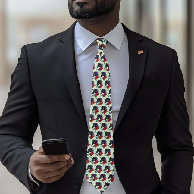 Black Unicorn Purple Red Sage Flowers Tie (Creator Uploaded)