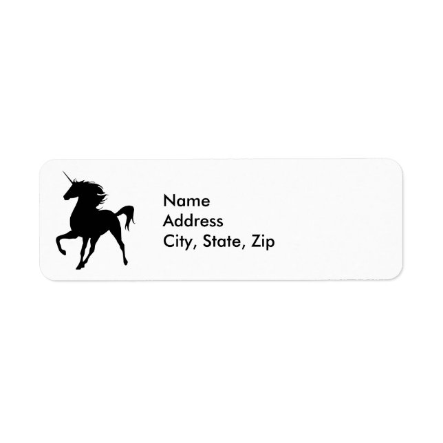 Black Unicorn Silhouette Address Labels (Front)