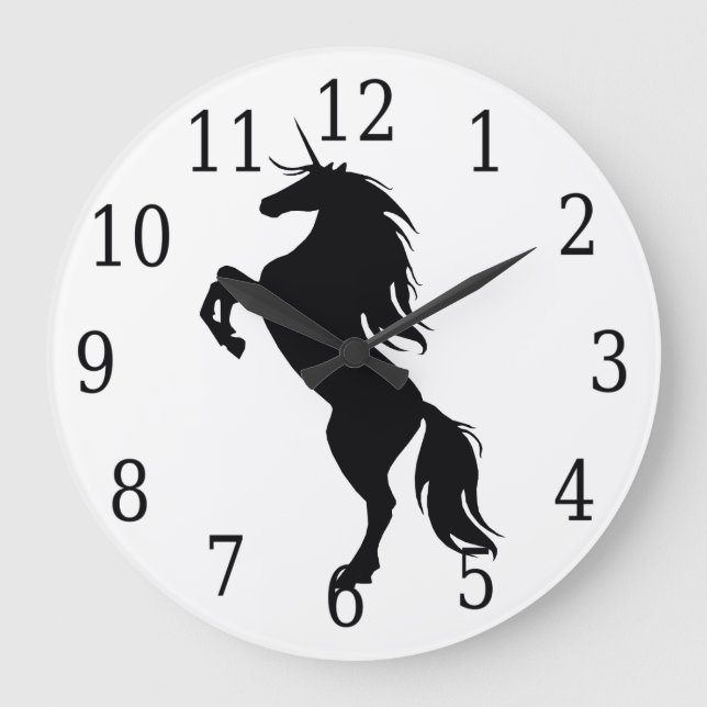 Black Unicorn Silhouette Clock (Front)