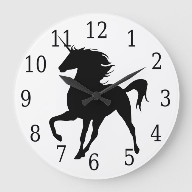Black Unicorn Silhouette Clock (Front)