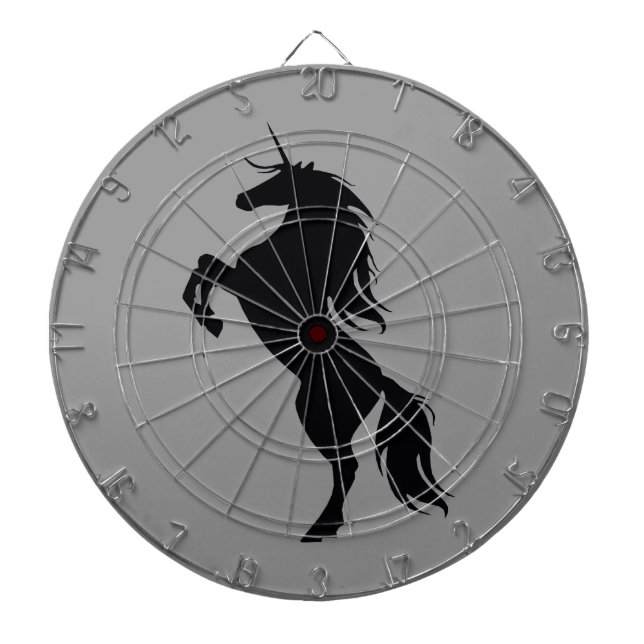 Black Unicorn Silhouette Dart Board (Front)