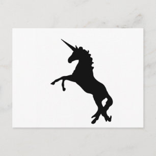 Black Unicorn Silhouette on Hind Legs Postcard