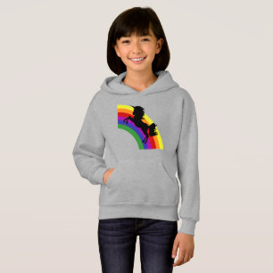 Black Unicorn Silhouette Rainbow Girls' Hoodie
