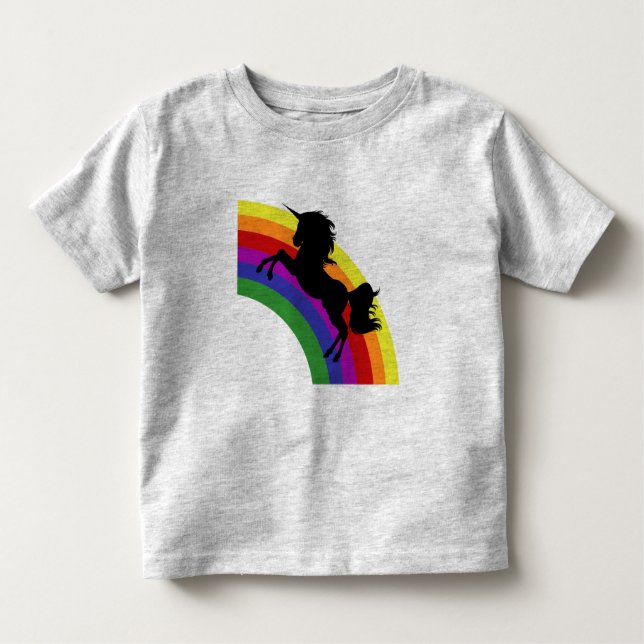 Black Unicorn Silhouette Rainbow Toddler T-Shirt (Front)