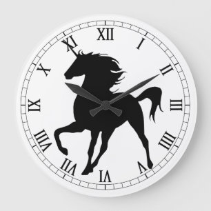 Black Unicorn Silhouette Roman Numeral Clock
