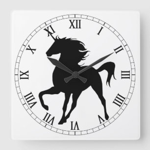 Black Unicorn Silhouette Roman Numeral Clock