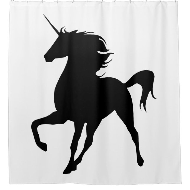 Black Unicorn Silhouette Shower Curtain (Front)