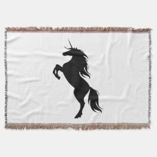 Black Unicorn Silhouette Throw Blanket
