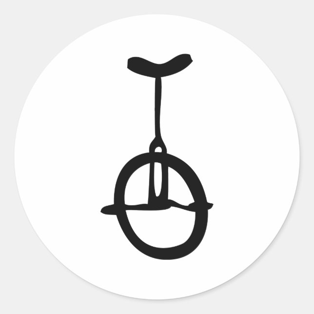 black unicycle icon classic round sticker (Front)