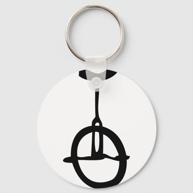 black unicycle icon key ring (Front)