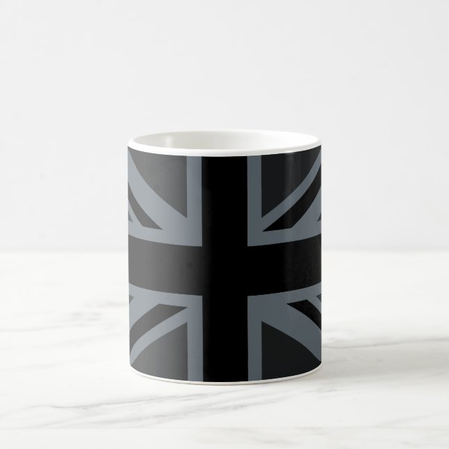 Black Union Jack British Flag Decor Coffee Mug (Center)