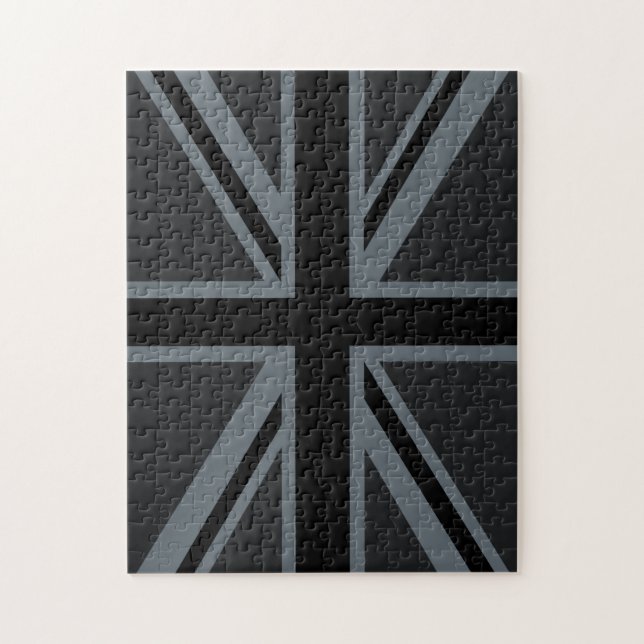 Black Union Jack British Flag Decor Jigsaw Puzzle (Vertical)