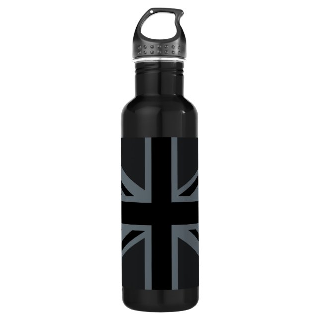 Black Union Jack British Flag Design Customise it 710 Ml Water Bottle (Front)
