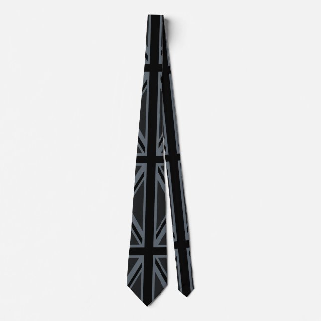 Black Union Jack British Flag Design Customise it Tie (Front)