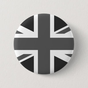 Black Union Jack British Flag Pin Button 