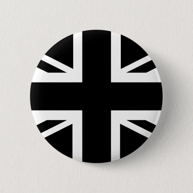 Black Union Jack British (UK) Country Flag 6 Cm Round Badge (Front)
