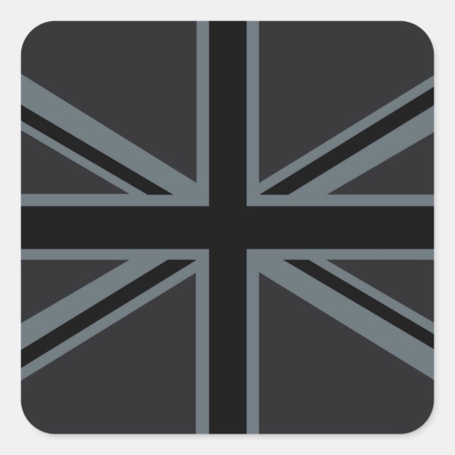 Black Union Jack Flag Design Square Sticker (Front)