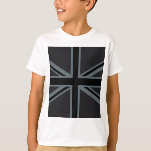 Black Union Jack Flag Design T-Shirt