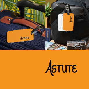 Black unique Hand Lettered Vocabulary Astute Luggage Tag