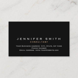 Black Unique Plain Consultant Business Card