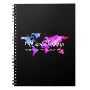 Black Unique World Map Trip Globe Travel Agent Notebook