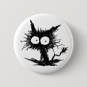 Black Unkempt Kitten GabiGabi 6 Cm Round Badge
